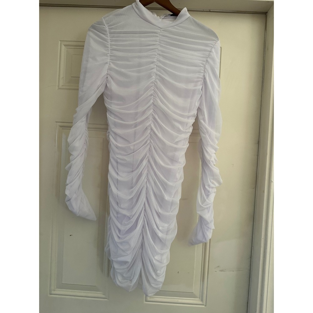 NWT Fashion Nova Paparazzi Ruched Long Sleeve Mini Dress - White (XL)
